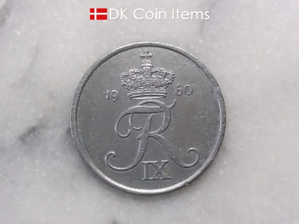 Danish 1960 vintage 5 ore coin - King Frederik IX of Denmark coin