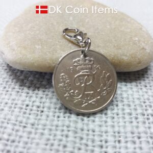 Denmark 1950 coin charm. 74 year old R-monogram 10 ore pendant.