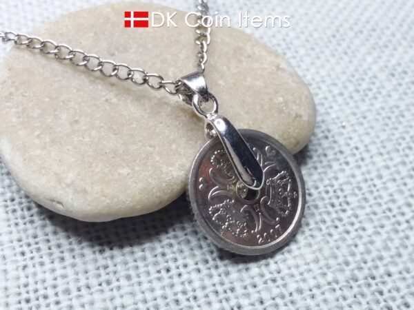 Danish 1 krone coin necklace. M-initials - Crowns - Hearts on coin