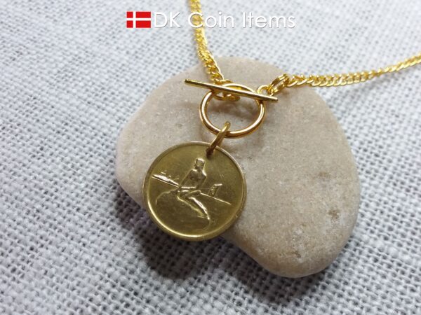 Danish coin necklace. The Little Mermaid statue Copenhagen on fare token