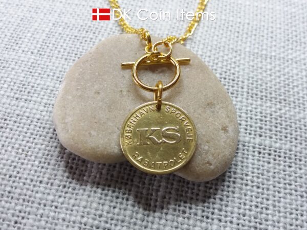 Danish coin necklace. The Little Mermaid statue Copenhagen on fare token