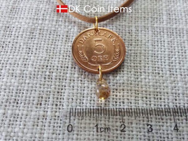 Denmark 1964 coin necklace. 60 year old Crown R-monogram 5 ore pendant