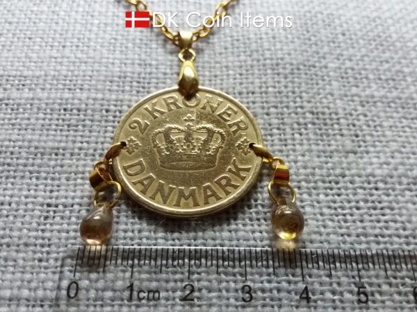 Danish 1925 coin necklace. Crown C-monogram Golden 2 kroner