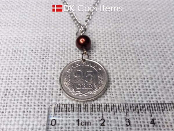 Denmark 1964 coin necklace. 60 year Crown R-monogram 25 ore pendant