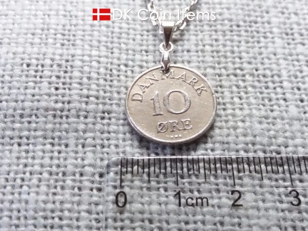 Denmark 1951 coin necklace. 73 year old R-monogram 10 ore pendant on pinch bail