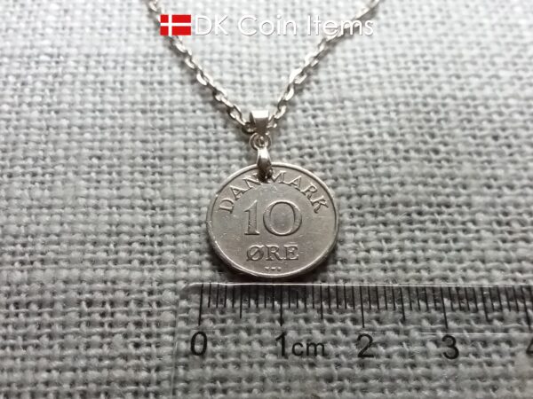 Denmark 1952 coin necklace. 72 year old R-monogram 10 ore pendant on pinch bail