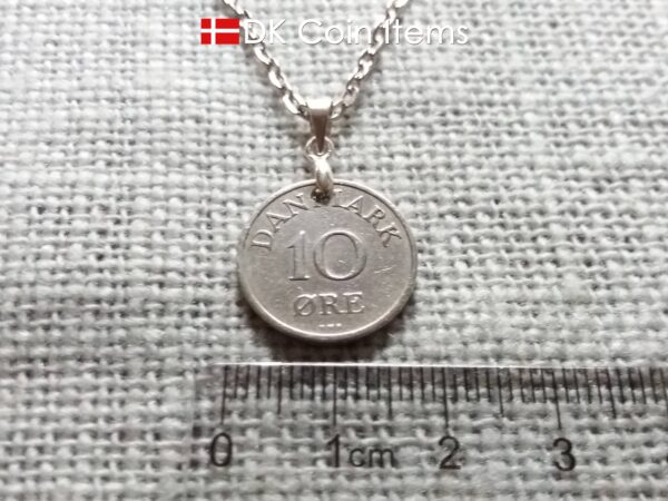 Denmark 1953 coin necklace. 71 year old R-monogram 10 ore pendant on pinch bail