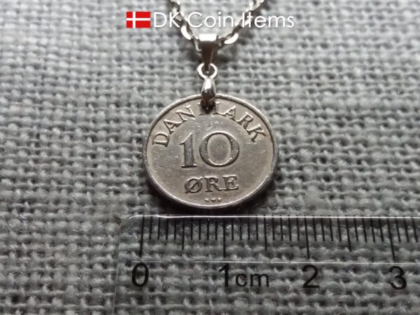 Denmark 1955 coin necklace. 69 year old R-monogram 10 ore pendant on pinch bail