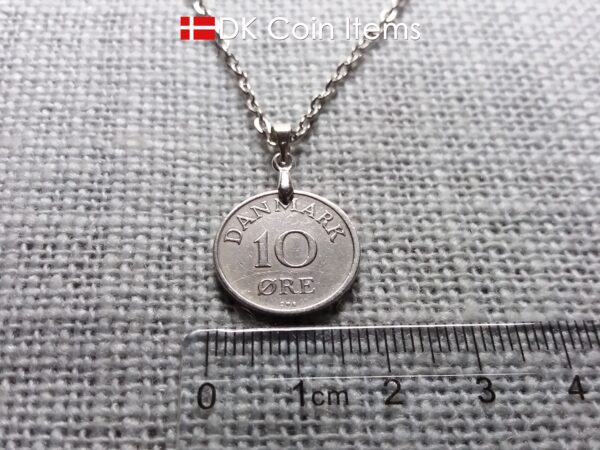 Denmark 1956 coin necklace. 68 year old R-monogram 10 ore pendant on pinch bail