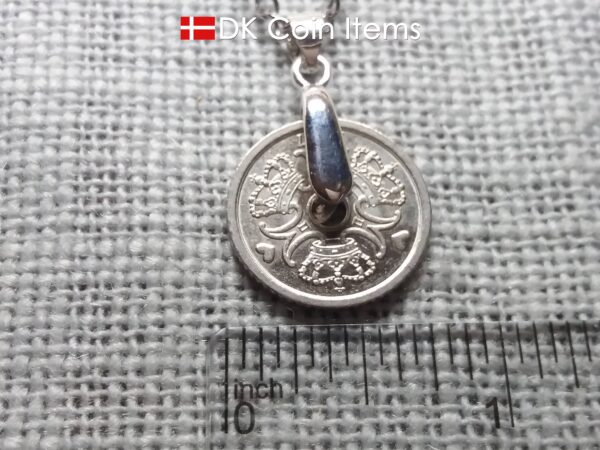 Danish 1 krone coin necklace. M-initials - Crowns - Hearts on coin