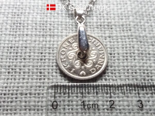 Danish 1 krone coin necklace. M-initials - Crowns - Hearts on coin