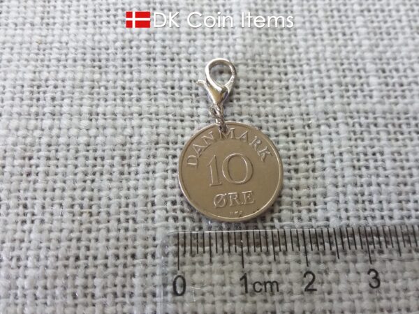 Denmark 1950 coin charm. 74 year old R-monogram 10 ore pendant.