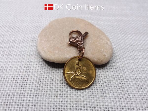 Little Mermaid Copenhagen Denmark coin token charm. Danish vintage fare token. Copenhagen Tramways 1966 - 1967. Danish souvenir gift