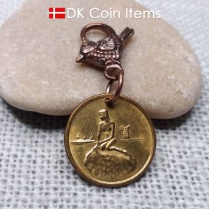 Little Mermaid Copenhagen Denmark coin token charm. Danish vintage fare token. Copenhagen Tramways 1966 - 1967. Danish souvenir gift