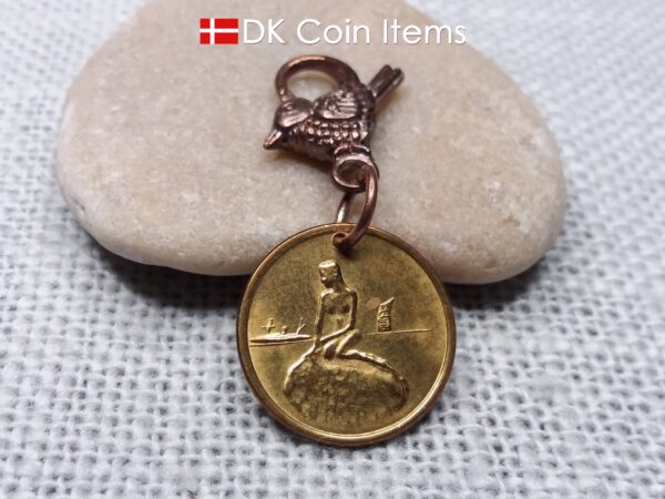 Little Mermaid Copenhagen Denmark coin token charm. Danish vintage fare token. Copenhagen Tramways 1966 - 1967. Danish souvenir gift