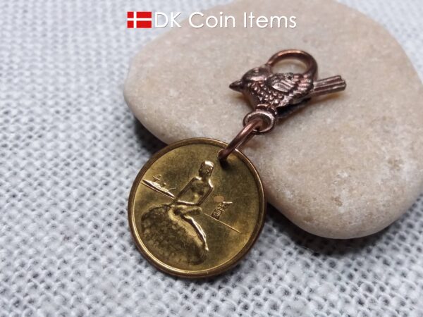 Little Mermaid Copenhagen Denmark coin token charm. Danish vintage fare token. Copenhagen Tramways 1966 - 1967. Danish souvenir gift