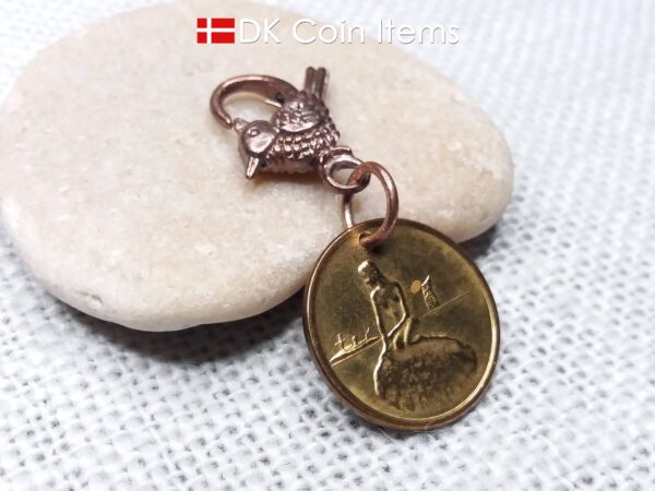 Little Mermaid Copenhagen Denmark coin token charm. Danish vintage fare token. Copenhagen Tramways 1966 - 1967. Danish souvenir gift