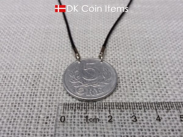 Denmark 1941 coin necklace - Initial C pendant - 5 ore - Crowned monogram - King Christian X - Danish vintage souvenir - Cord included - #41007