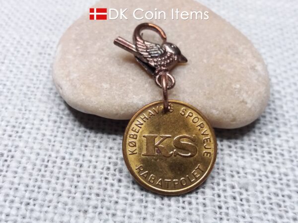 Little Mermaid Copenhagen Denmark coin token charm. Danish vintage fare token. Copenhagen Tramways 1966 - 1967. Danish souvenir gift