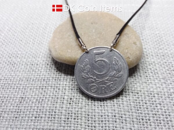 Denmark 1941 coin necklace - Initial C pendant - 5 ore - Crowned monogram - King Christian X - Danish vintage souvenir - Cord included - #41007