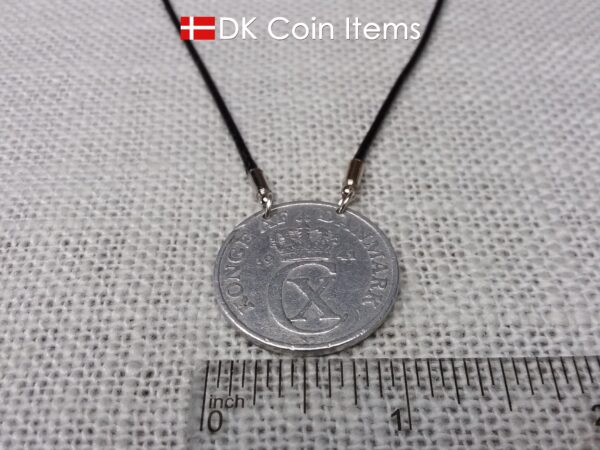 Denmark 1941 coin necklace - Initial C pendant - 5 ore - Crowned monogram - King Christian X - Danish vintage souvenir - Cord included - #41007