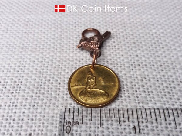 Little Mermaid Copenhagen Denmark coin token charm. Danish vintage fare token. Copenhagen Tramways 1966 - 1967. Danish souvenir gift